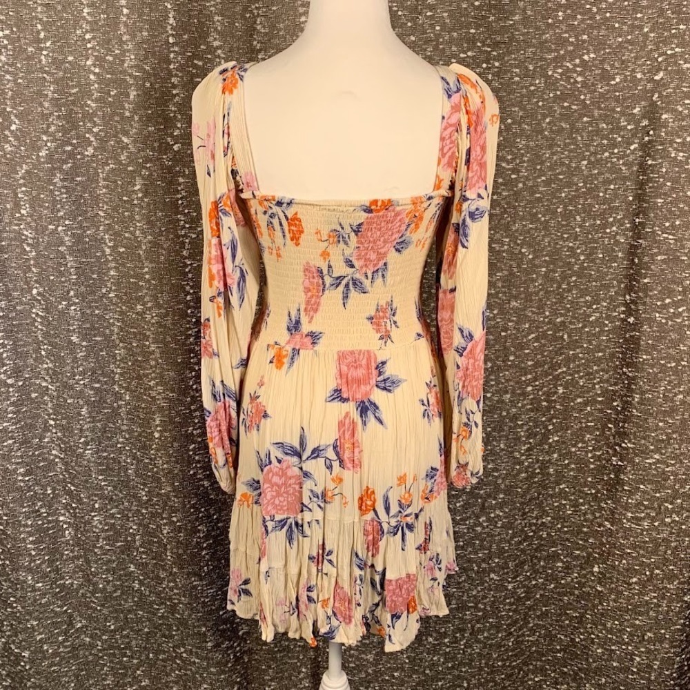 Angie by Anthropologie Twist Front Floral Mini Dress Crochet Boho Women's Medium - Picture 4 of 10